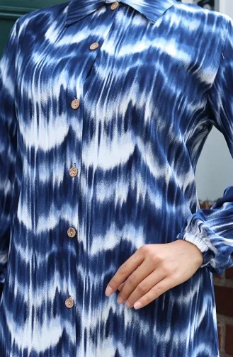 Viskon Kumaş Tunik Pantolon İkili Takım 0142-03 Lacivert