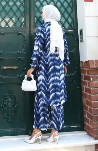 Viskon Kumaş Tunik Pantolon İkili Takım 0142-03 Lacivert