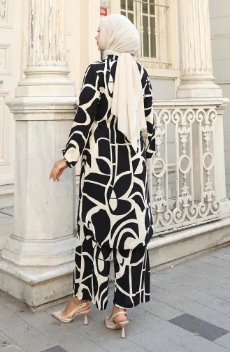 Ensemble Deux Pièces Tunique Et Pantalon En Viscose 0143-02 Noir 0143-02