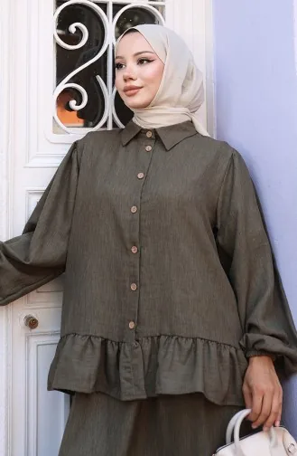 Ruffle Tuniekrok Tweedelig Set 0146-01 Donker Kaki 0146-01