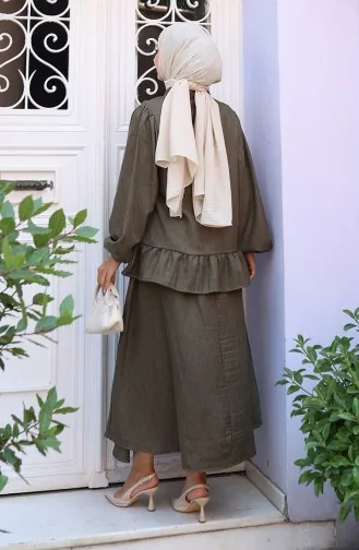 Ruffle Tuniekrok Tweedelig Set 0146-01 Donker Kaki 0146-01