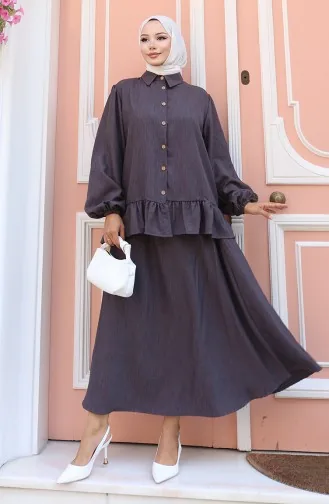 Ruffle Tuniekrok Tweedelig Set 0146-02 Antraciet 0146-02