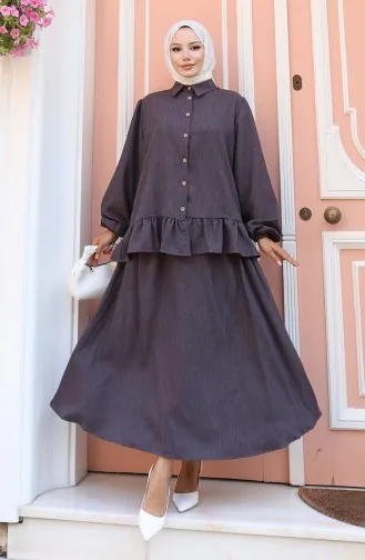 Ruffle Tuniekrok Tweedelig Set 0146-02 Antraciet 0146-02