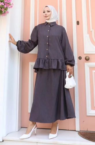 Ruffle Tuniekrok Tweedelig Set 0146-02 Antraciet 0146-02