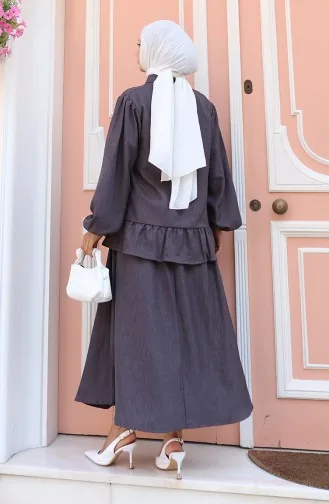 Ruffle Tuniekrok Tweedelig Set 0146-02 Antraciet 0146-02