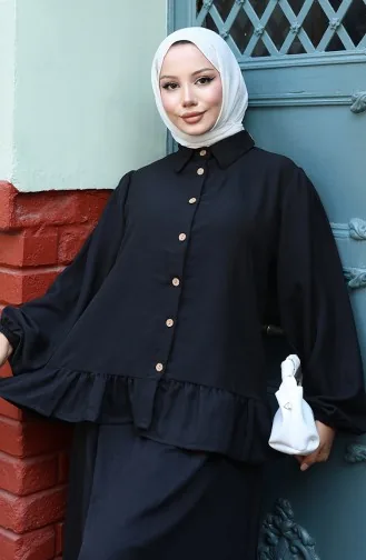 Ruffle Tuniekrok Tweedelig Set 0146A-01 Zwart 0146A-01