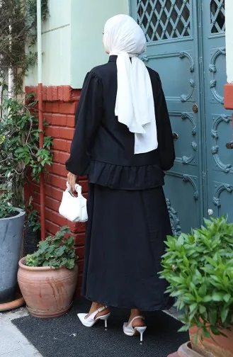 Ruffle Tuniekrok Tweedelig Set 0146A-01 Zwart 0146A-01