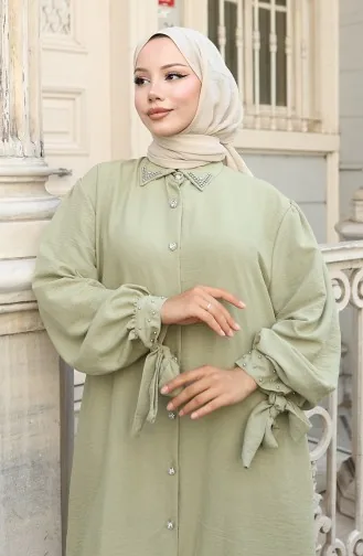 Aerobin Stoffen Tuniek Met Knopen Tweedelig Pak 2147-06 Khaki 2147-06