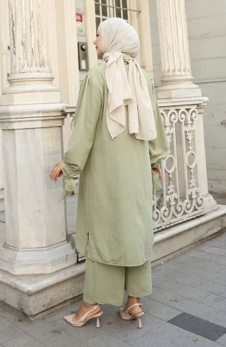 Aerobin Stoffen Tuniek Met Knopen Tweedelig Pak 2147-06 Khaki 2147-06