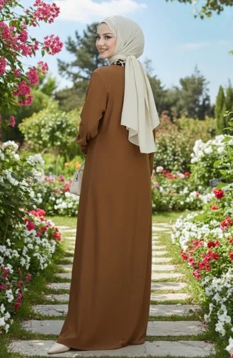 Robe à Imprimé Léopard 0119-03 Tan 0119-03