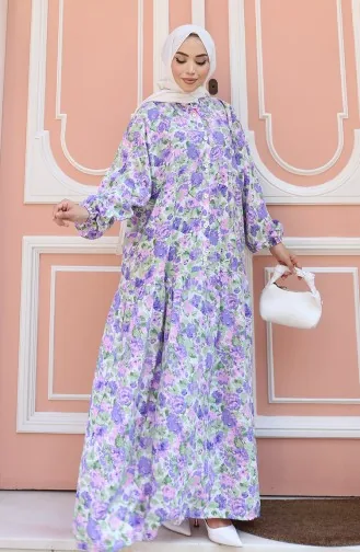 Halfgeknoopte Jurk Met Patroon 2148-02 Lila 2148-02