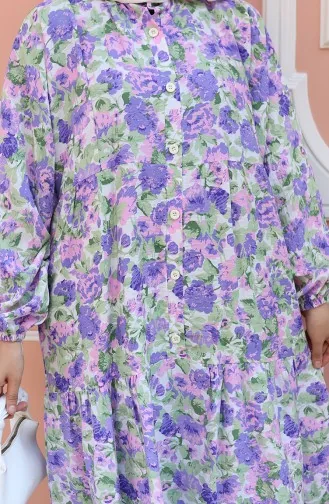 Halfgeknoopte Jurk Met Patroon 2148-02 Lila 2148-02