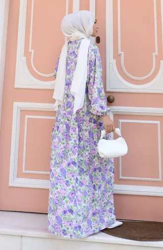 Halfgeknoopte Jurk Met Patroon 2148-02 Lila 2148-02