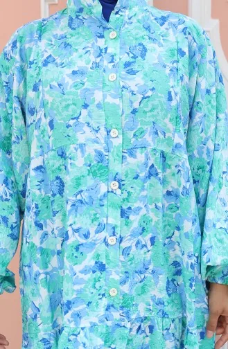 Robe à Motifs à Demi-bouton 2148-03 Vert 2148-03