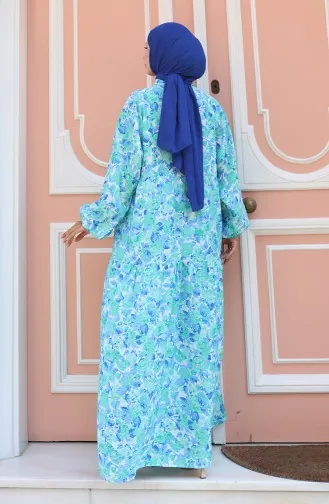 Robe à Motifs à Demi-bouton 2148-03 Vert 2148-03