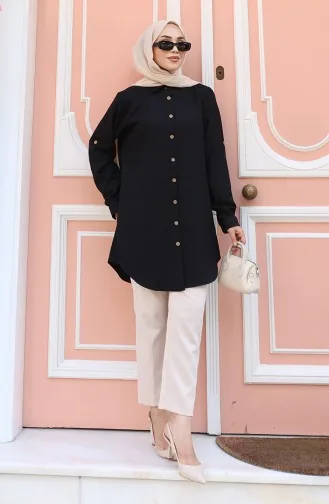 Tunique Boutonnée 0147-01 Noire 0147-01