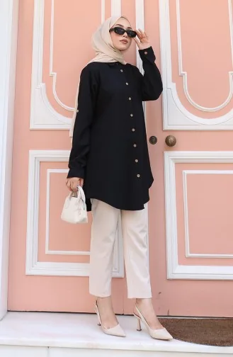 Tunique Boutonnée 0147-01 Noire 0147-01