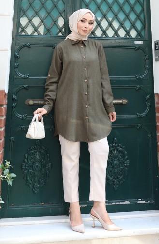 Düğmeli Tunik 0147-03 Haki