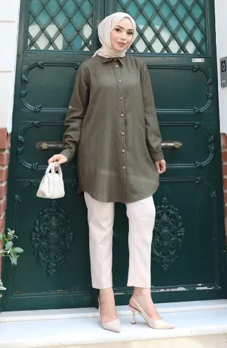 Tunique Boutonnée 0147-03 Kaki 0147-03