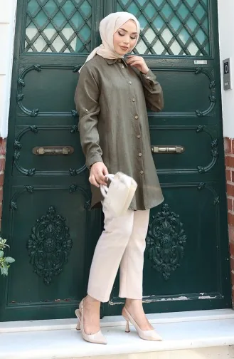 Tunique Boutonnée 0147-03 Kaki 0147-03