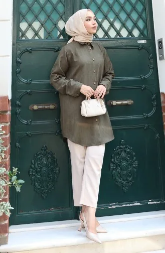 Tunique Boutonnée 0147-03 Kaki 0147-03