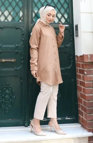 Tunique Boutonnée 0147-04 Café Au Lait 0147-04