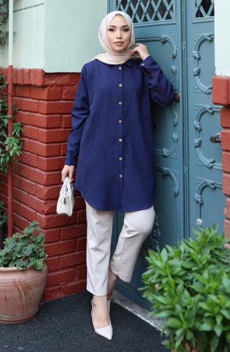 Düğmeli Tunik 0147-05 Lacivert