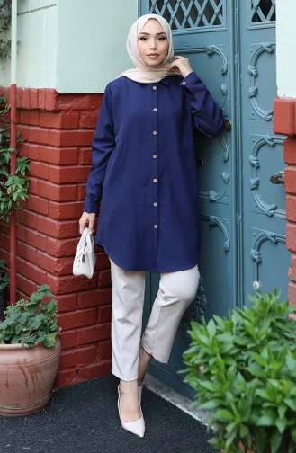 Buttoned Tunic 0147-05 Navy Blue 0147-05
