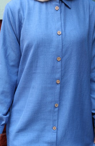 Düğmeli Tunik 0147-06 İndigo