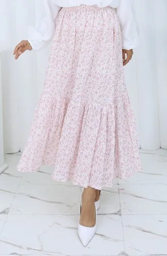 تنورة بخصر مطاطي 0144-01 وردية مغبرة 0144-01