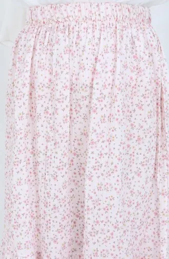 تنورة بخصر مطاطي 0144-01 وردية مغبرة 0144-01