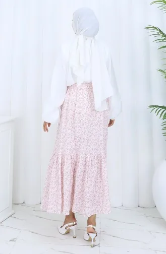 تنورة بخصر مطاطي 0144-01 وردية مغبرة 0144-01