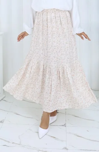 تنورة بخصر مطاطي 0144-03 بيج 0144-03