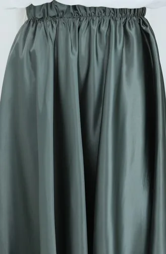 Jupe En Satin à Taille élastique 0148-01 Vert Moisissure 0148-01