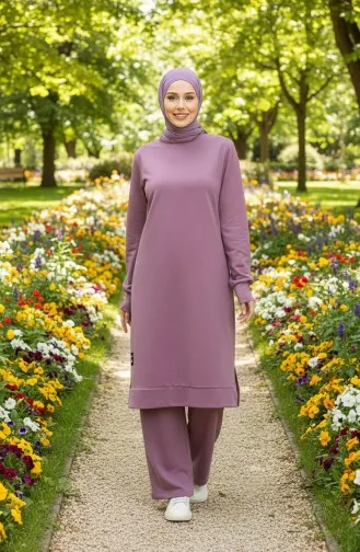 İki İp Tunik Pantolon İkili Takım 0044-21 Lila