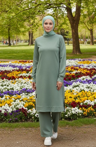 Ensemble Double Pantalon Tunique à Deux Cordes 0044-32 Vert 0044-32