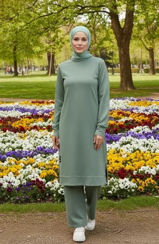 İki İp Tunik Pantolon İkili Takım 0044-32 Çağla Yeşili