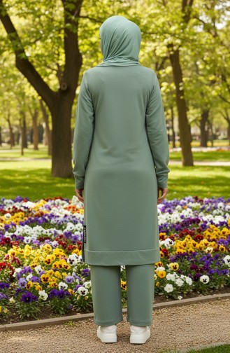 Ensemble Double Pantalon Tunique à Deux Cordes 0044-32 Vert 0044-32
