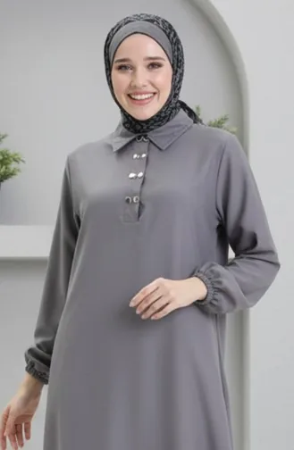 Shirt Collar Tunic Trousers Two Piece Suit 0123-02 Dark Gray 0123-02