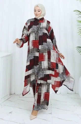 Viscose Fabric Tunic Trousers Double Suit 2139-03 Claret Red Mink 2139-03