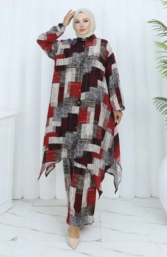 Viscose Fabric Tunic Trousers Double Suit 2139-03 Claret Red Mink 2139-03