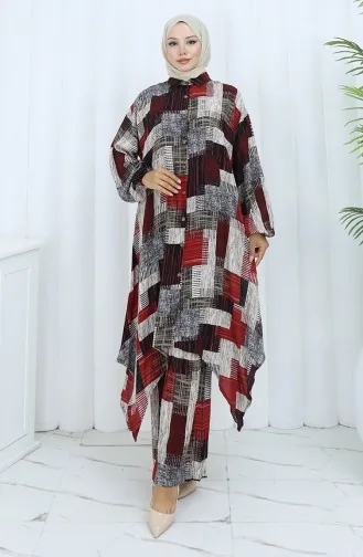 Viscose Fabric Tunic Trousers Double Suit 2139-03 Claret Red Mink 2139-03