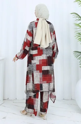 Viscose Fabric Tunic Trousers Double Suit 2139-03 Claret Red Mink 2139-03