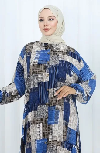 Viskon Kumaş Tunik Pantolon İkili Takım 2139-04 İndigo Vizon