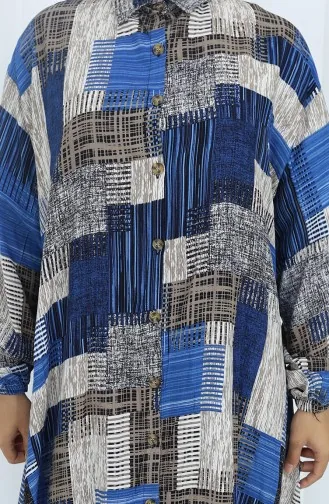 Viskon Kumaş Tunik Pantolon İkili Takım 2139-04 İndigo Vizon