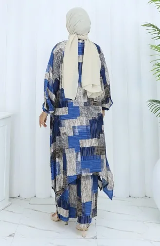 Viskon Kumaş Tunik Pantolon İkili Takım 2139-04 İndigo Vizon