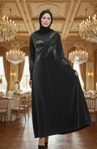 Schwarz Hijab-Abendkleider 0156-04