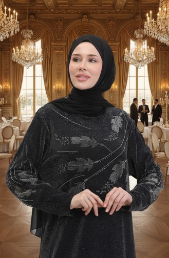 Schwarz Hijab-Abendkleider 0156-04