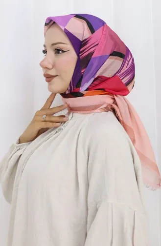 Dijital Baskılı Eşarp 70320-03 Somon Taba