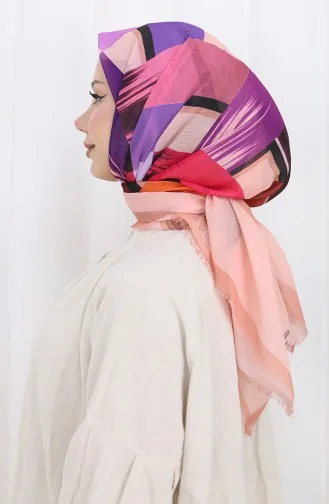 Dijital Baskılı Eşarp 70320-03 Somon Taba